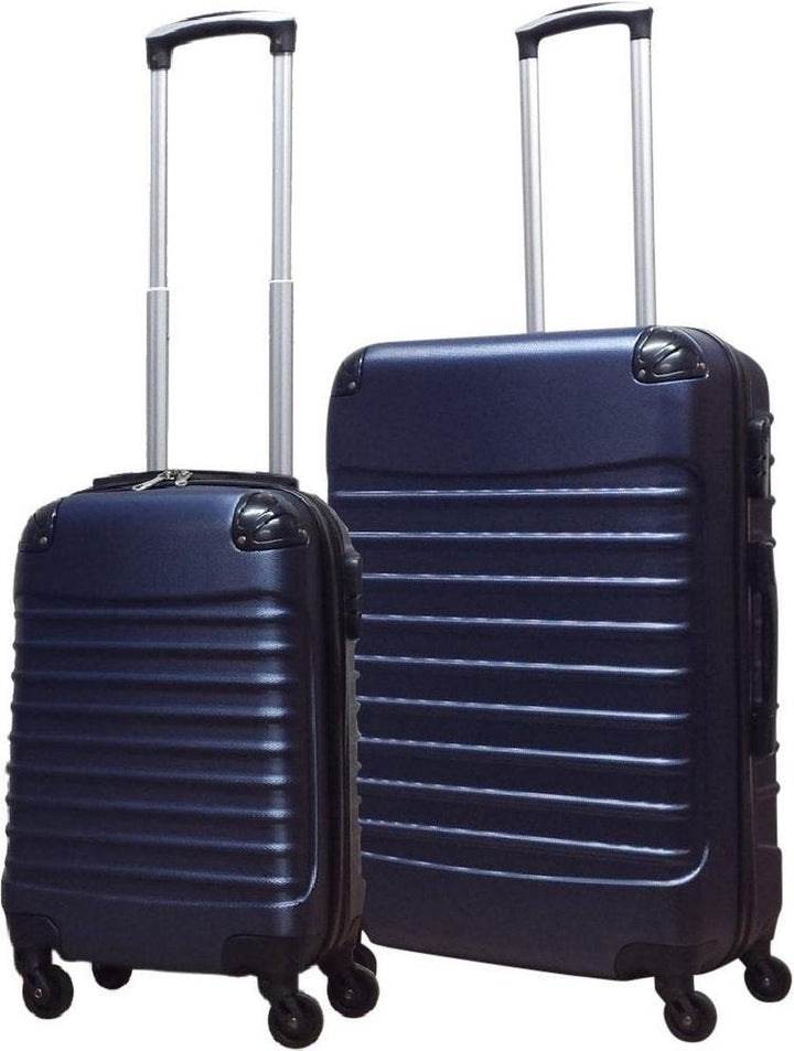 Robustes Palermo Hardshell-Gepäckset in Dunkelblau, 2 Koffer mit 4 leichtlaufenden Rollen für entspanntes Reisen.