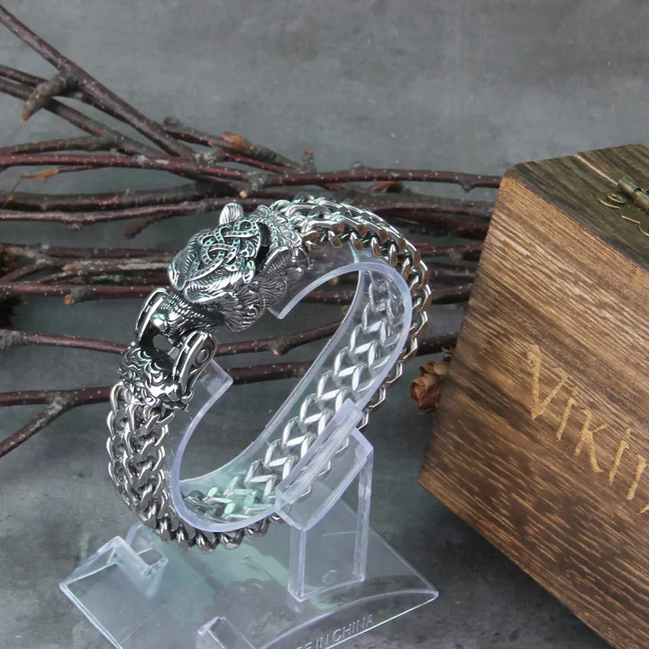 Exklusives Wikinger Armband für Herren, nordisches Design, ideales Geschenk für Liebhaber von Mythologie.