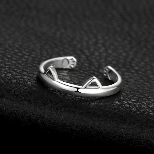 Hochwertiger 925 Silber Pfotenring, verstellbar und mit charmantem Katzenpfoten-Design, ein Must-have für Tierfans.