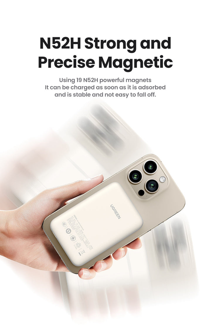 Vielseitiges Ladegerät: Magnetische Powerbank 10.000 mAh lädt Smartphone kabellos & Tablet per USB-C.