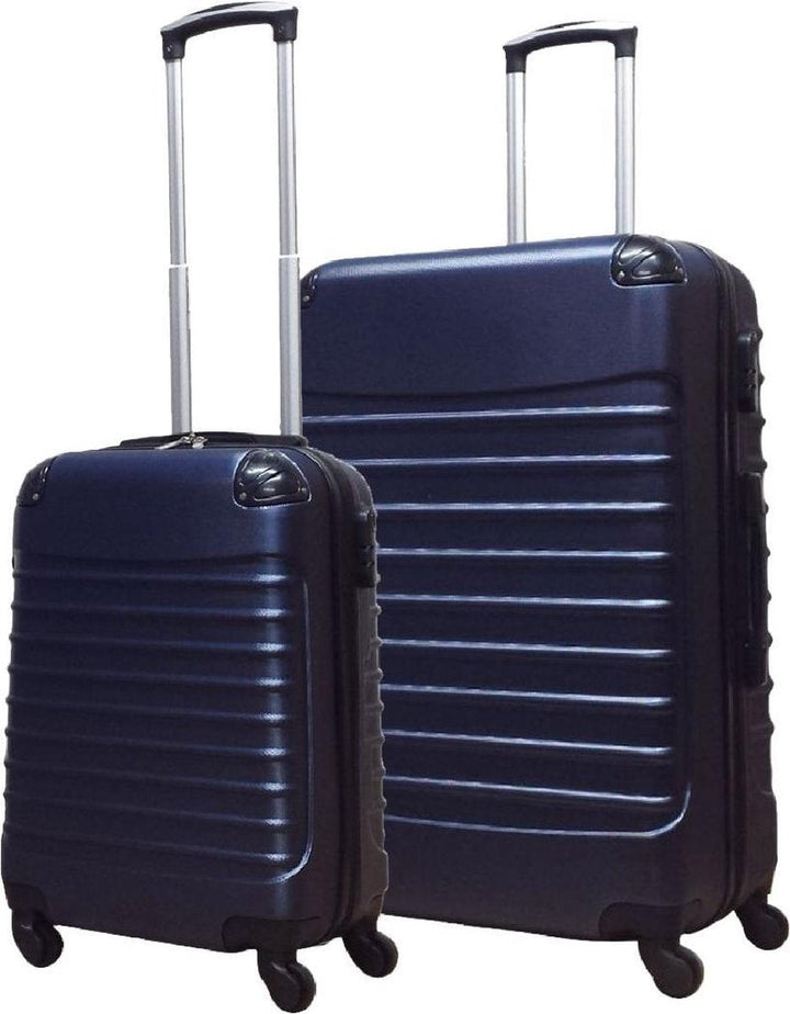 Elegantes dunkelblaues 2er Kofferset: robuster XL & handlicher S Rollkoffer für stilvolles Reisegepäck.