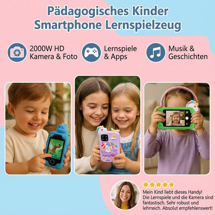 Kleinkinder Spielzeug: Pädagogisches Smartphone, interaktiv Zahlen und Buchstaben lernen.