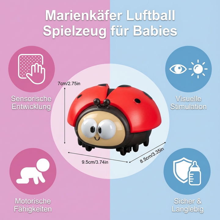 Ideales Geschenk für Babys: Buntes elektrisches Marienkäfer Luftballon Spielzeug mit Schwebeeffekt für Motorik.
