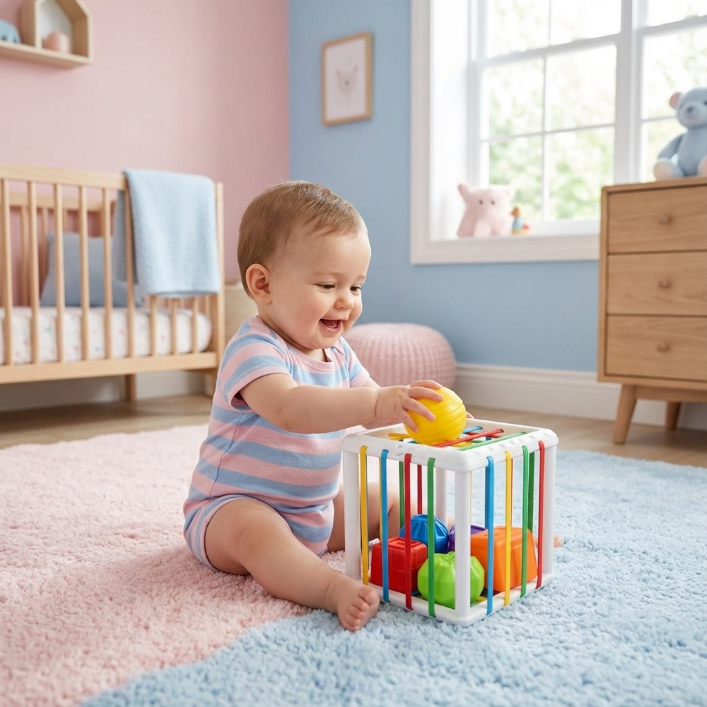 Montessori Formenbox aus Holz für Kleinkinder zum Sortieren & spielerischen Lernen von Formen und Farben.