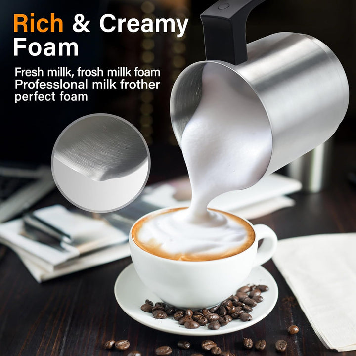 Elektrischer Milchaufschäumer für heißen & kalten Milchschaum. Ideal für Eiskaffee, Kakao und heiße Milch.
