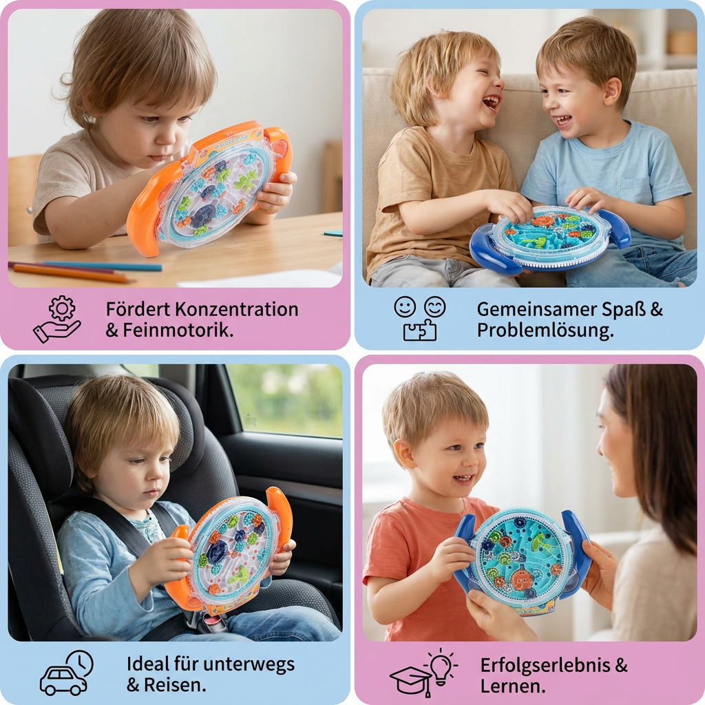 Das bunte 3D Kugel-Labyrinthrad, ein faszinierendes Geschicklichkeitsspiel für stundenlangen Lernspaß.