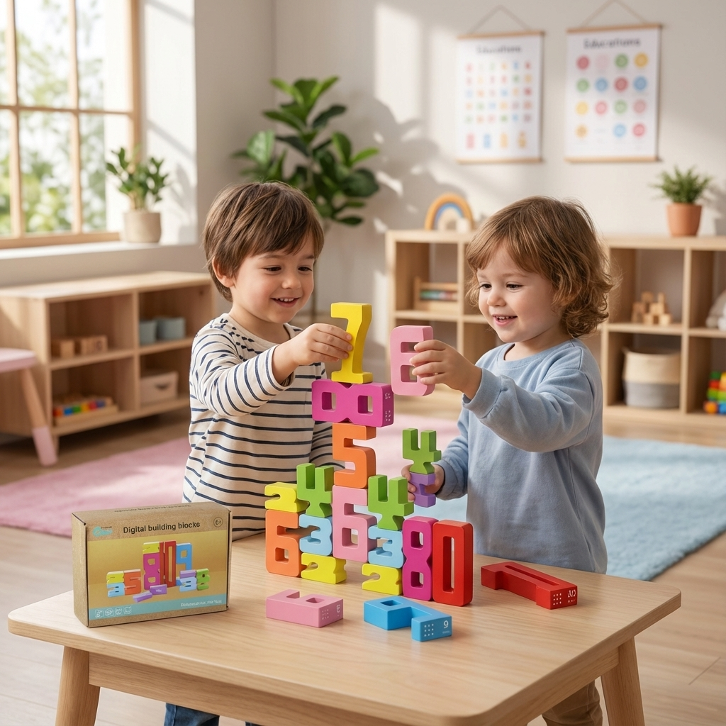 Farbiges pädagogisches Mathe Lernspielzeug für Kinder, Blöcke zum Zählen & Rechnen, spielend Zahlen verstehen.