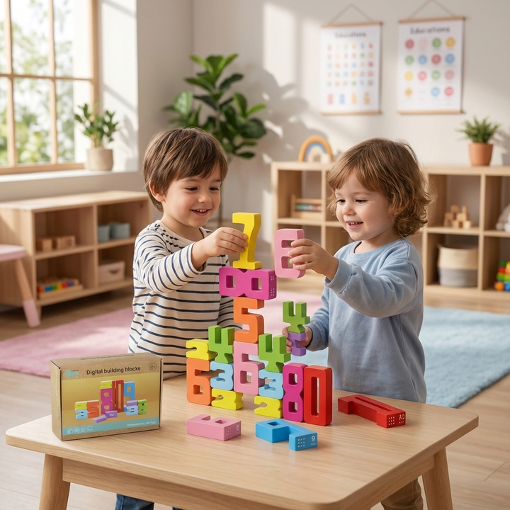 Farbiges pädagogisches Mathe Lernspielzeug für Kinder, Blöcke zum Zählen & Rechnen, spielend Zahlen verstehen.