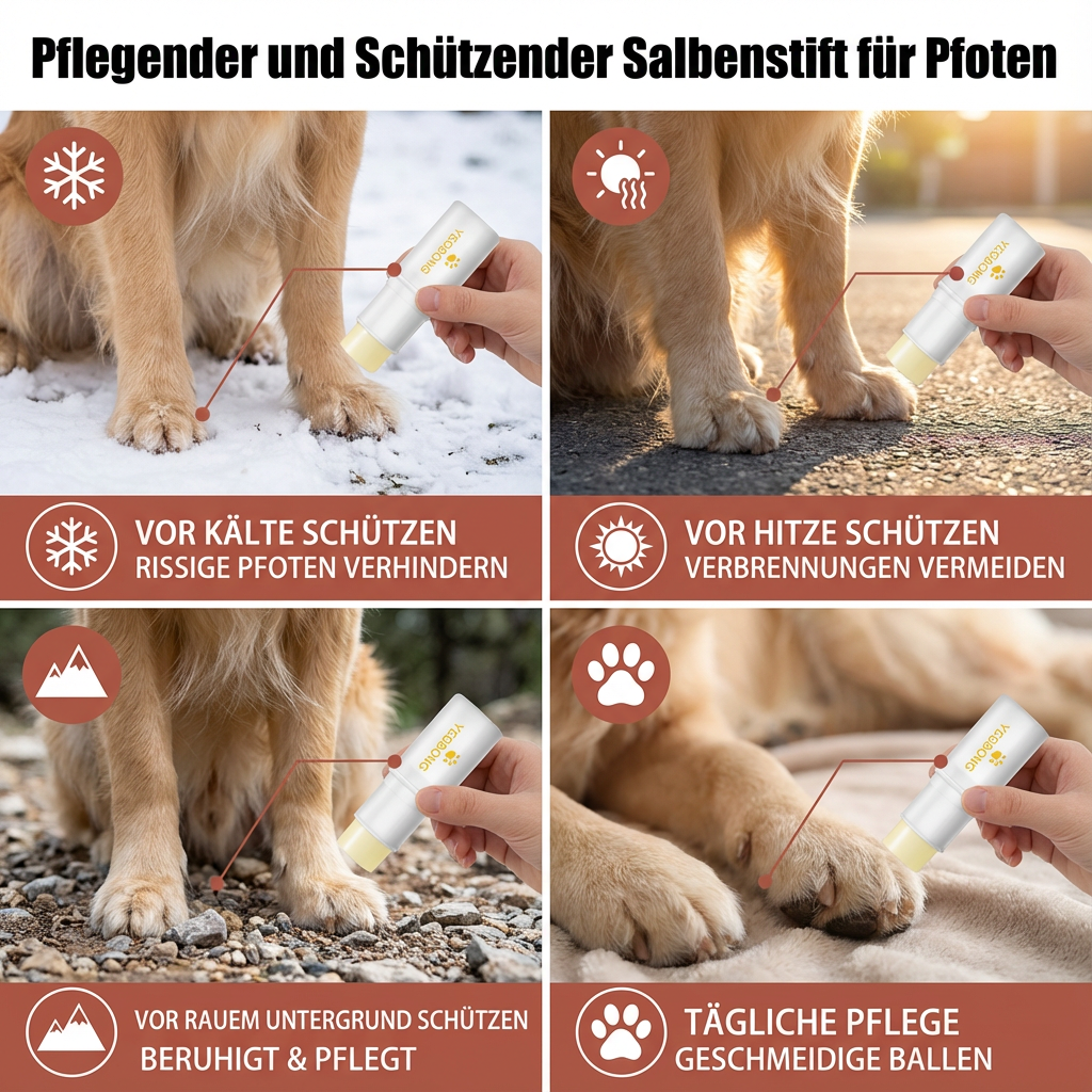 Vielseitiger Pflegestift für Katzen & Hunde: Schützt Pfoten & Nase zuverlässig vor äußeren Einflüssen & Austrocknung.
