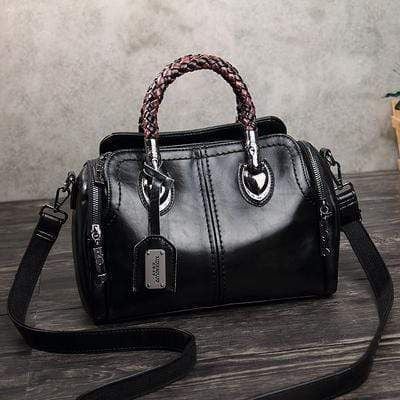 Blaue Retro Damen Rindsleder Schultertasche, groß, stilvoll & praktisch.