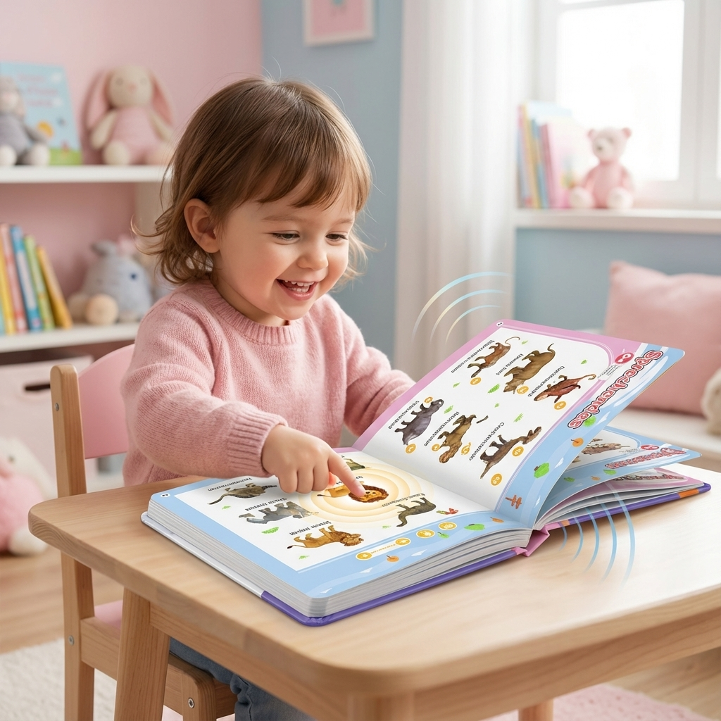 Interaktives Kinderbuch zum Englischlernen: pädagogisches Lernspiel für Vorschule und Grundschule.