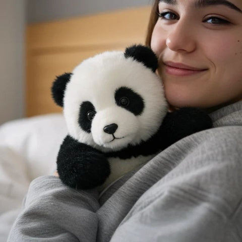 Weiches, flauschiges Panda Kuscheltier, interaktives Stofftier, ideal für Entspannung und als Geschenk.
