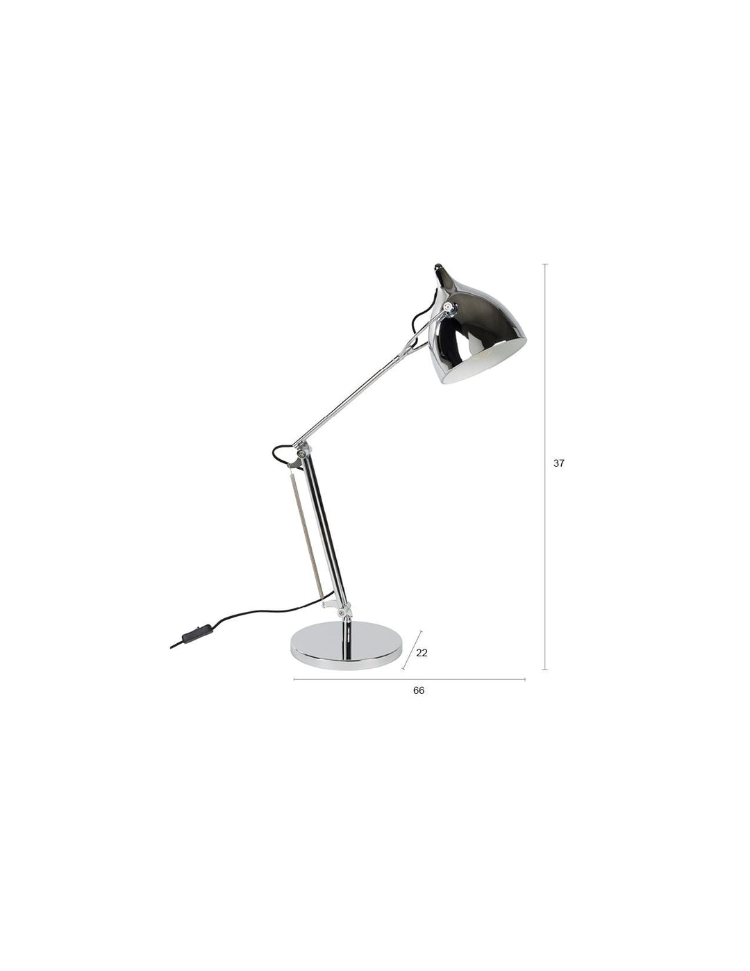 Robuste Eisen-Chrom-Tischlampe, verstellbar, optimale Beleuchtung für konzentrierte Arbeit.