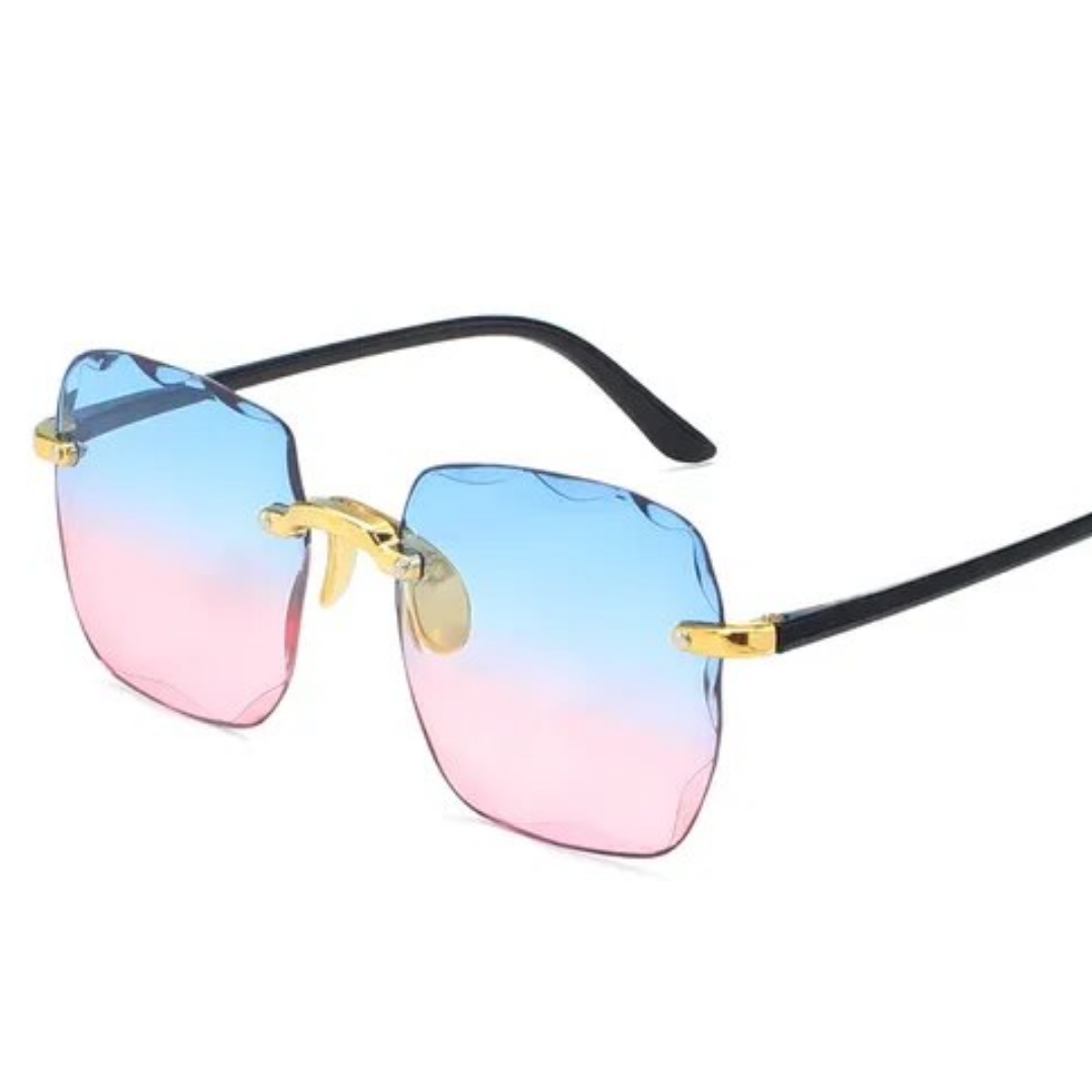 Trendige Unisex Sonnenbrille randlos, Vintage-Stil. UV400 Augenschutz & modisches Accessoire.