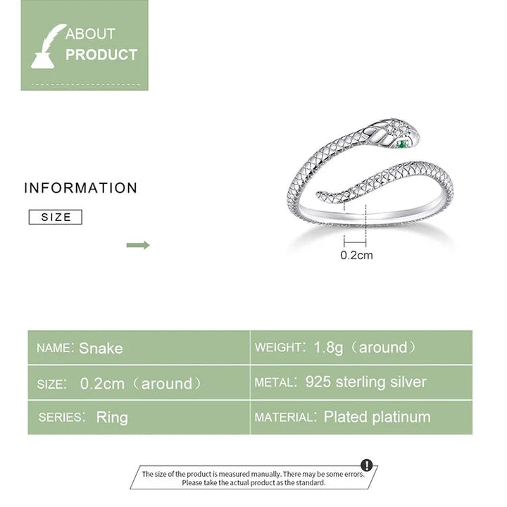 Trendiger Damen Reptilienring, 925er Sterlingsilber mit Zirkonen, ein stilvoller Hingucker.