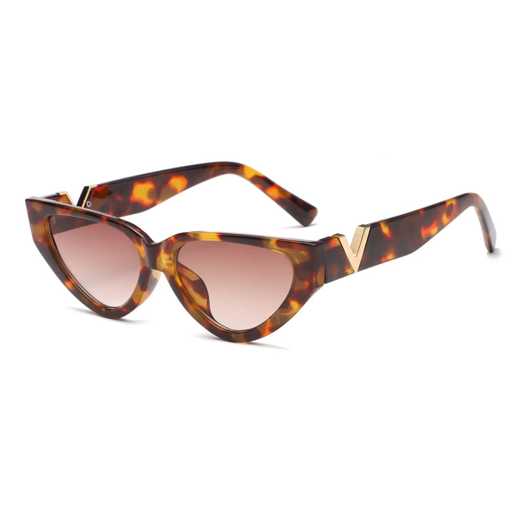 Schwarz glänzende Damen Katzenaugen-Sonnenbrille, Retro-Stil, UV-Schutz.