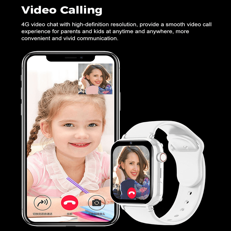 Rosa Kinder-Smartwatch mit GPS, 4G-Videotelefonie & SOS-Funktion für sichere Kommunikation.