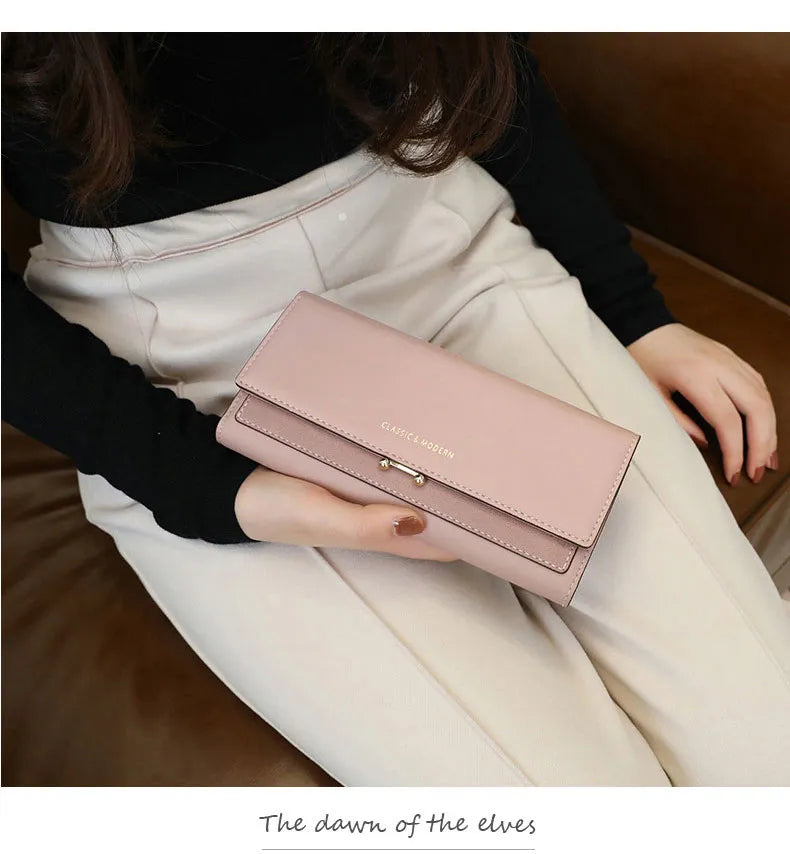 Damen Portemonnaie mit Pailletten, elegante Geldbörse, große Clutch mit vielen Fächern und Handytasche.