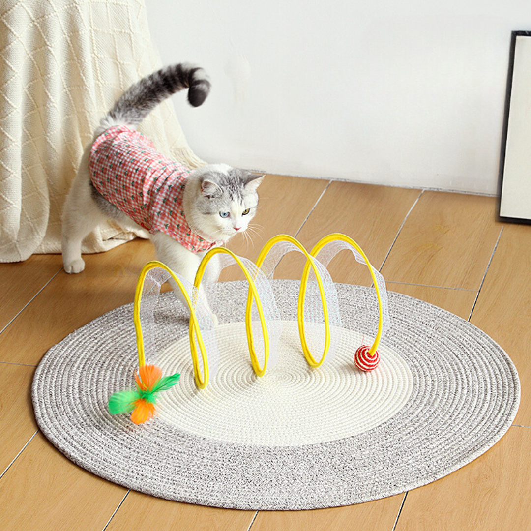 Interaktives Katzenspielzeug für stundenlangen Spielspaß, fördert Jagdinstinkt und Bewegung der Katze.