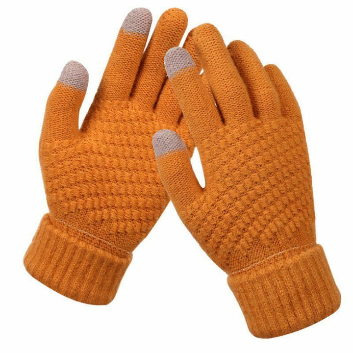 Gestrickte Winterhandschuhe, unisex, mit Touchscreen-Spitzen, halten Hände warm & ermöglichen Smartphone-Nutzung.