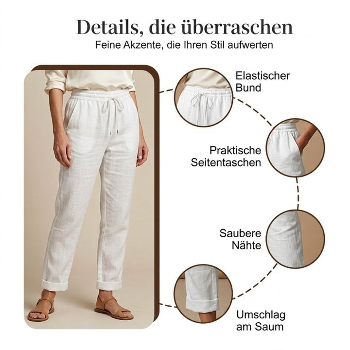 Damenhose mit lockerem Schnitt & elastischem Bund in Dunkelblau, vielseitig für Frühling, Sommer & Freizeit.