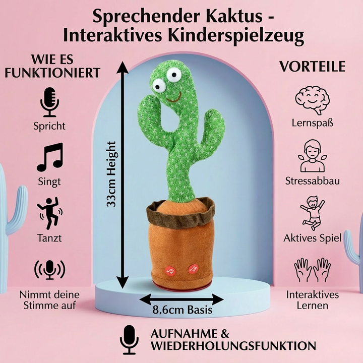 Multifunktionales interaktives Kinderspielzeug: Sprechender Kaktus mit Musik, Tanz und Sprachwiederholung.