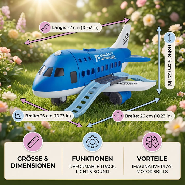 Robustes Kinder Fahrzeug & Flugzeug Set, sicheres Spielzeug für stundenlangen Spaß & Abenteuer.
