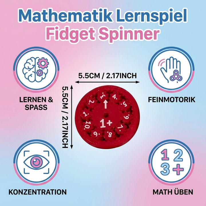 Rechnen Lernspiel Fidget Spinner: Interaktives Spielzeug für Kinder zur spielerischen Mathe-Förderung. Verbessert Konzentration.