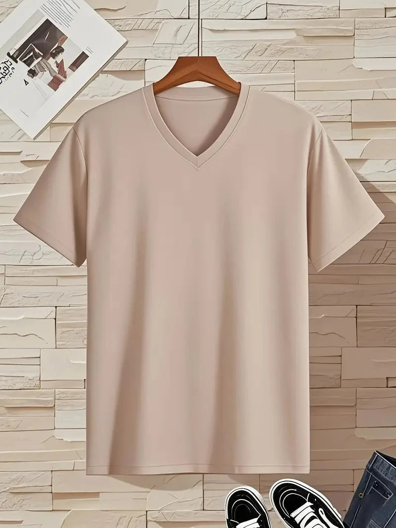 Hochwertiges Herren V-Ausschnitt Slim Fit T-Shirt Kurzarm, langlebig & komfortabel.