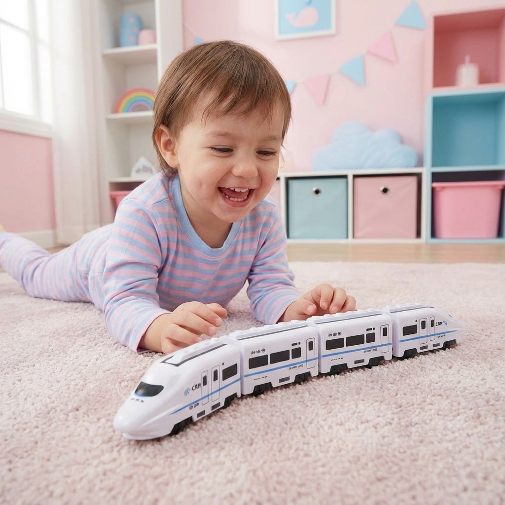 Lernspielzeug Kettenzug elektrisch für Kinder, fördert Entwicklung und Hand-Augen-Koordination.