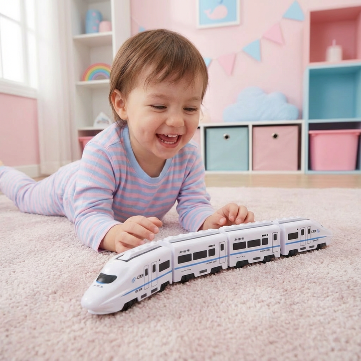 Lernspielzeug Kettenzug elektrisch für Kinder, fördert Entwicklung und Hand-Augen-Koordination.