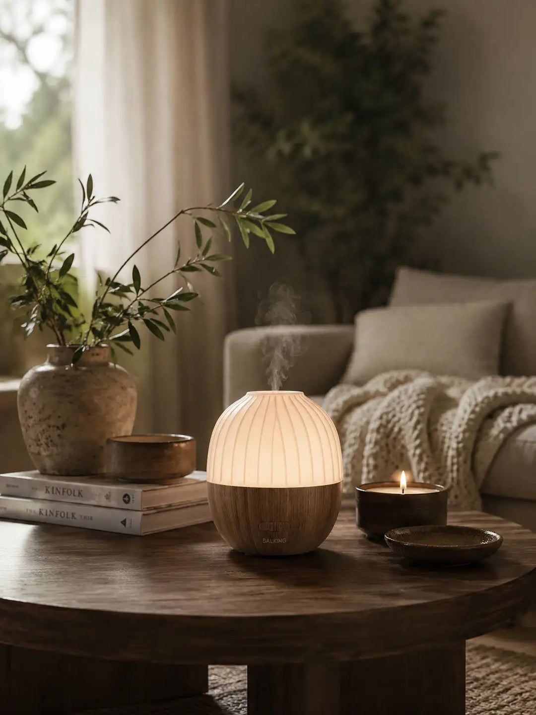 Schlichter Ultraschall Aroma Diffusor mit LED-Licht, ideal für Aromatherapie, Entspannung und gutes Raumklima.