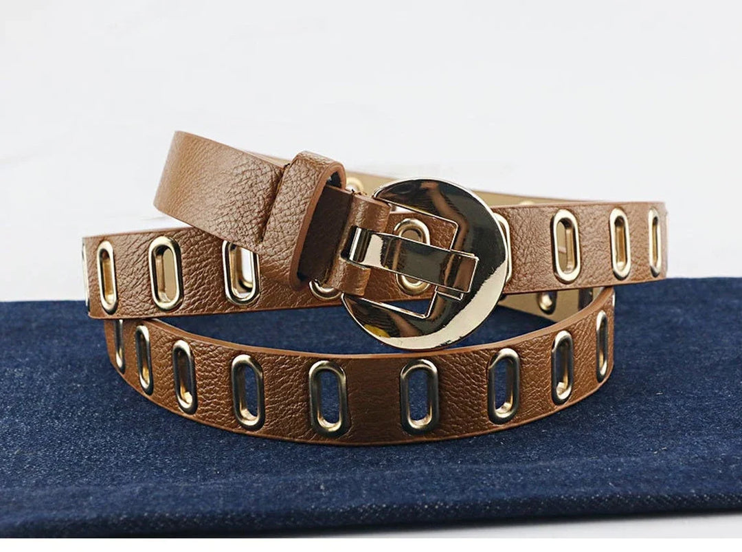 Langlebiger Unisex Grunge-Punk Gürtel, mit goldener Schnalle, für authentischen Rock-Stil.