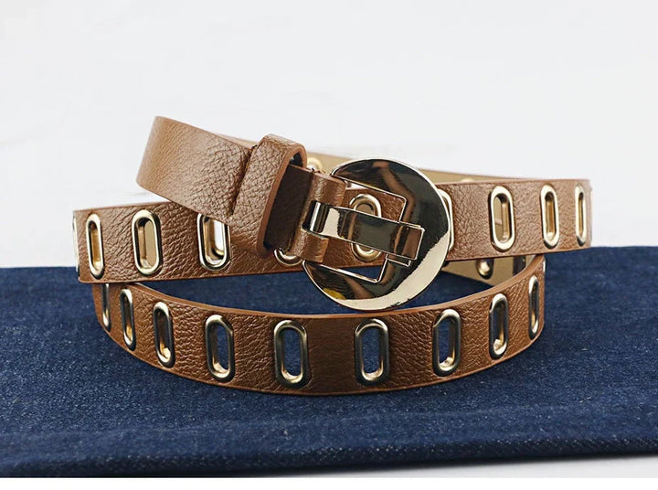Langlebiger Unisex Grunge-Punk Gürtel, mit goldener Schnalle, für authentischen Rock-Stil.