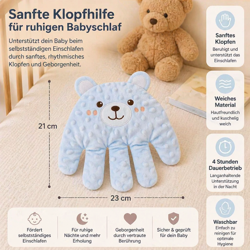 Elternschaft: Baby Einschlafhilfe mit sanfter Klopffunktion, fördert ruhigen Babyschlaf & Geborgenheit für Neugeborene.