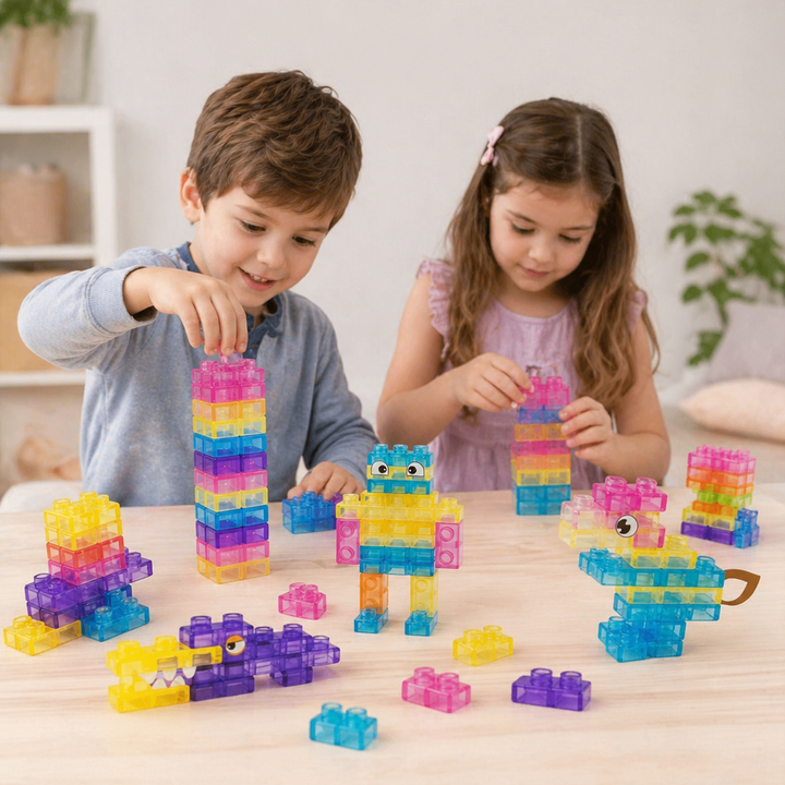 Komplettset der weichen, sensorischen Soft-Bausteine. Sicheres Lernspielzeug für frühe Kinderentwicklung.