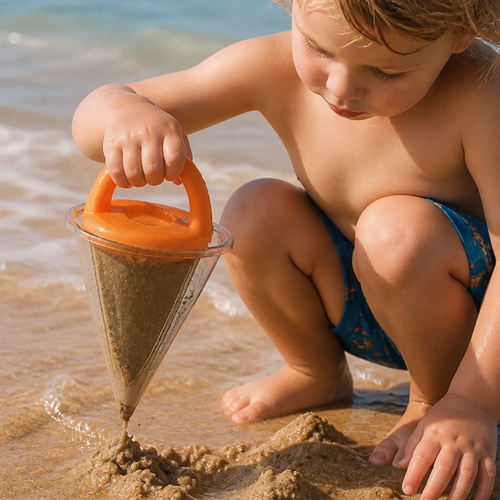Pädagogisches Sand Trichter Spielzeug für Kinder, fördert Kreativität, Motorik und sensorisches Spiel im Sommer Outdoor.