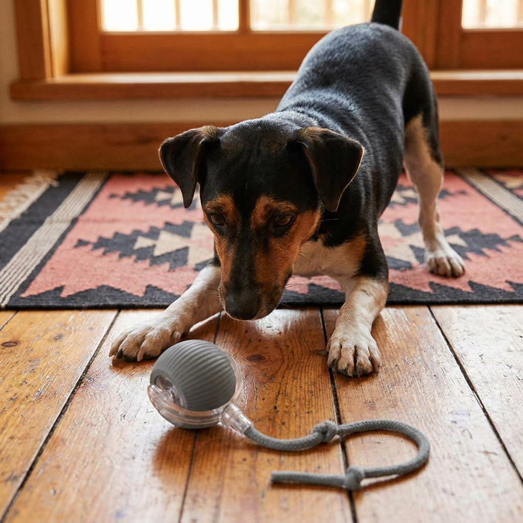 Hundespielzeug für geistige & körperliche Auslastung. Interaktiver Spielball mit Schwanz für dein Haustier. Bissfest.