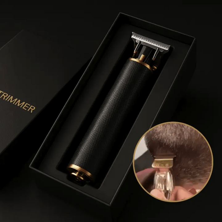 Elektro-Barttrimmer für Herren mit T-Blade, ideal für präzises Styling und detaillierte Haarkonturen.