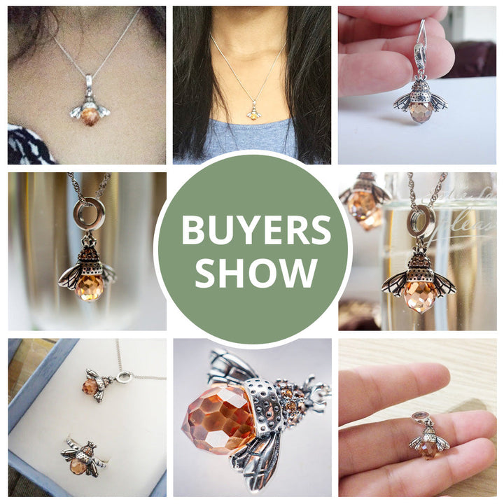 Stylische Damenhalskette mit Bienen-Anhänger aus 925er Sterlingsilber. Moderner Insektenschmuck als elegante Geschenkidee.