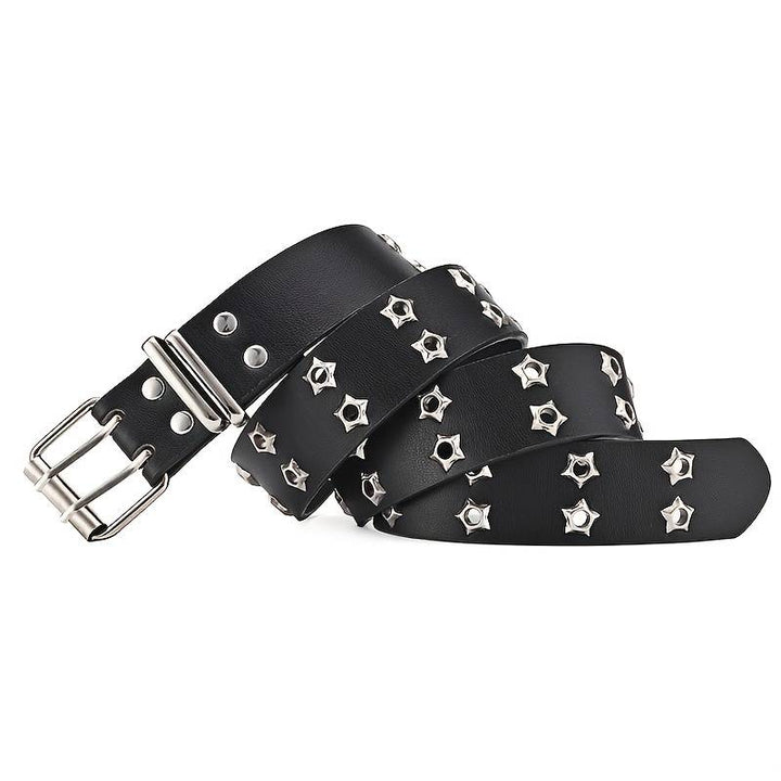 Unisex Nietengürtel mit Stern & Auge in voller Länge. Ein rebellisches Statement-Piece für dein Outfit.