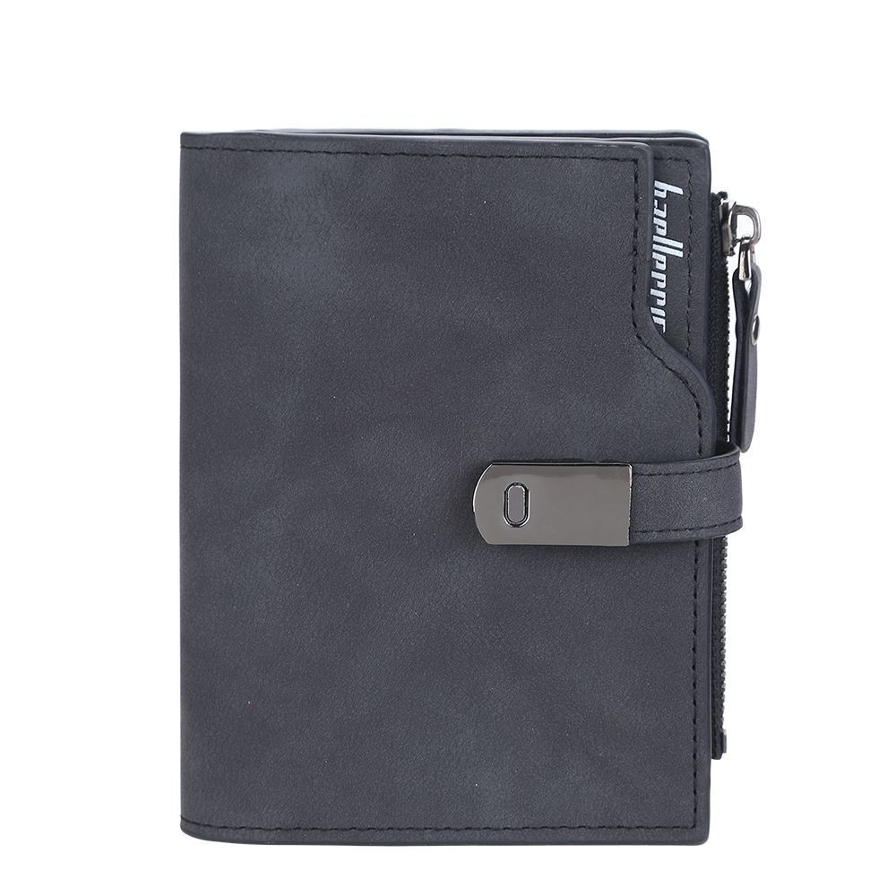 Kompakte Unisex Geldbörse Schwarz. Elegantes Portemonnaie mit Magnetverschluss, Kartenhalter und Münzfach.