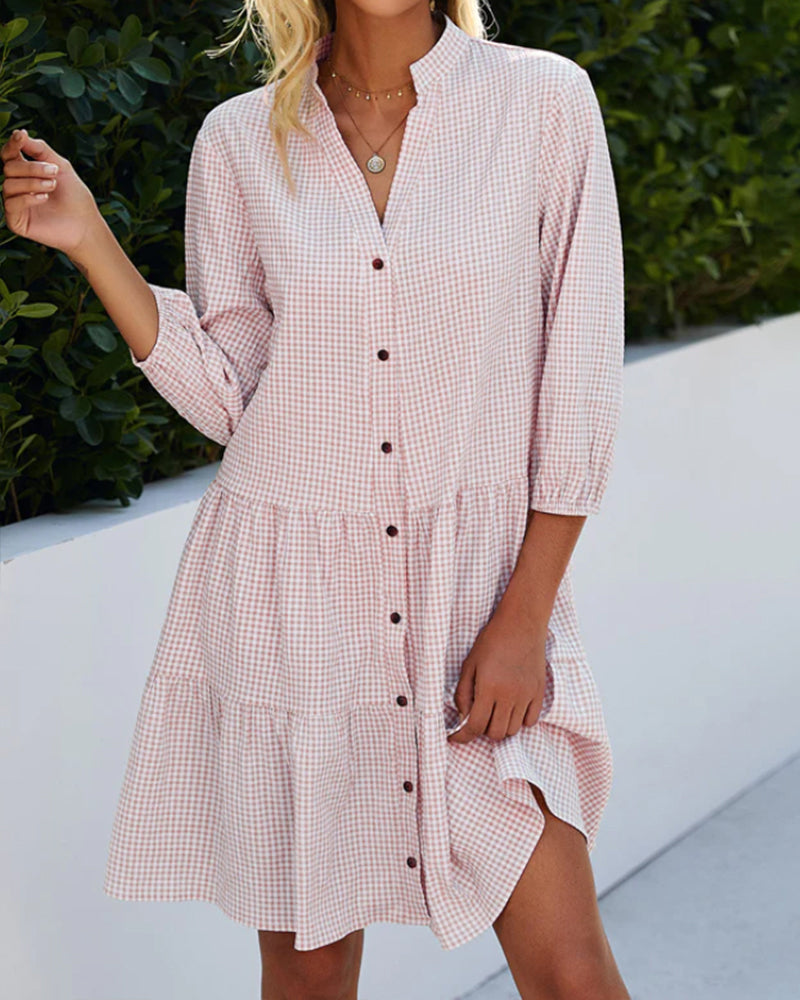 Modisches Damen Polokleid, kurzärmlig & bequem, mit Bauchbedeckung für eine schicke Freizeitgarderobe.