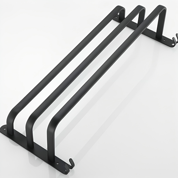 Robuster Aluminium Handtuchhalter, schwarz, modern, für Badezimmer, einfache Klebeinstallation.