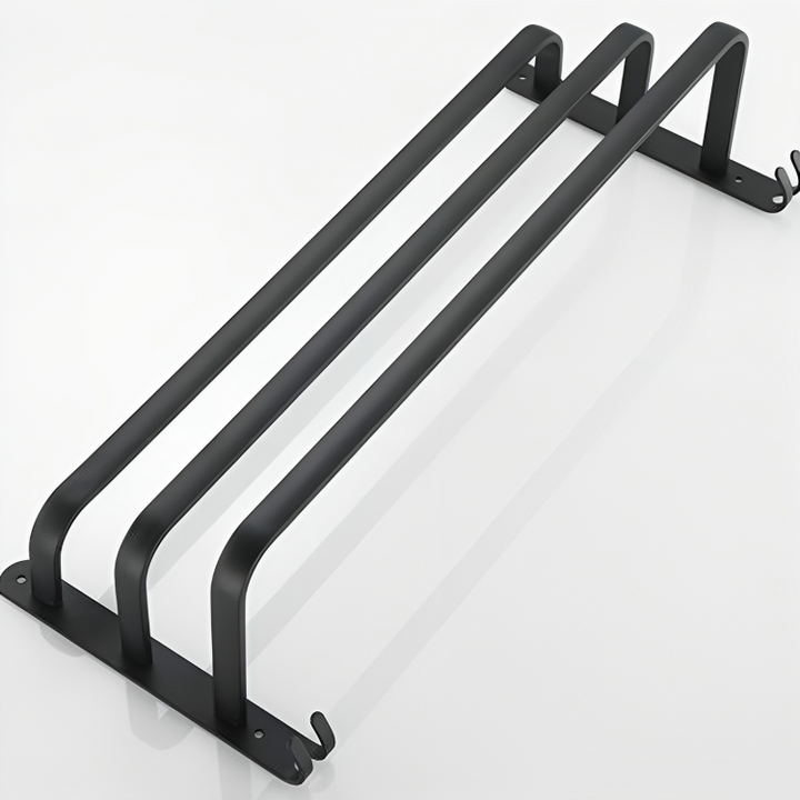 Robuster Aluminium Handtuchhalter, schwarz, modern, für Badezimmer, einfache Klebeinstallation.