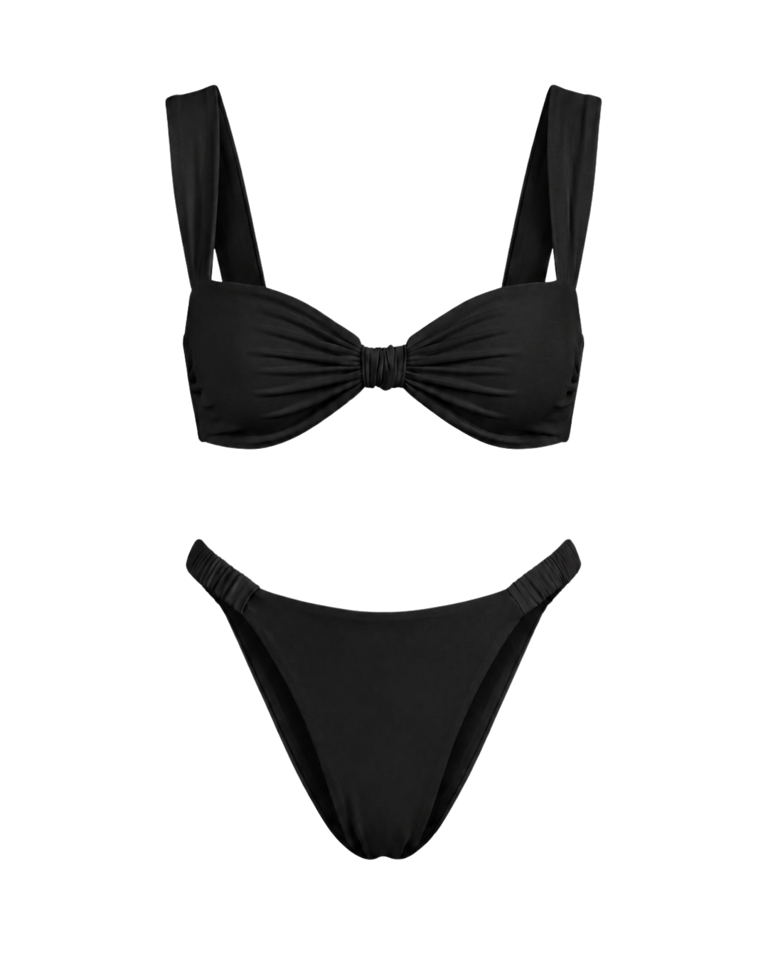 Dunkelrosa Damen Bikini Set mit High-Cut Unterteil & Knotendetail; trendige Bademode für den Sommer.