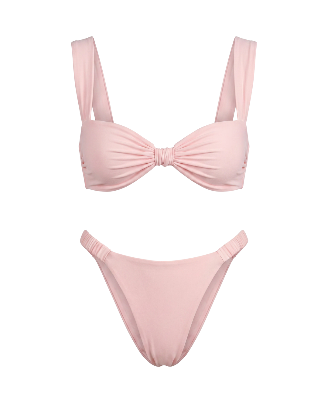 Damen Bikini Set mit Knotendetail und High-Cut Hose für eleganten Sommer-Strand-Look.