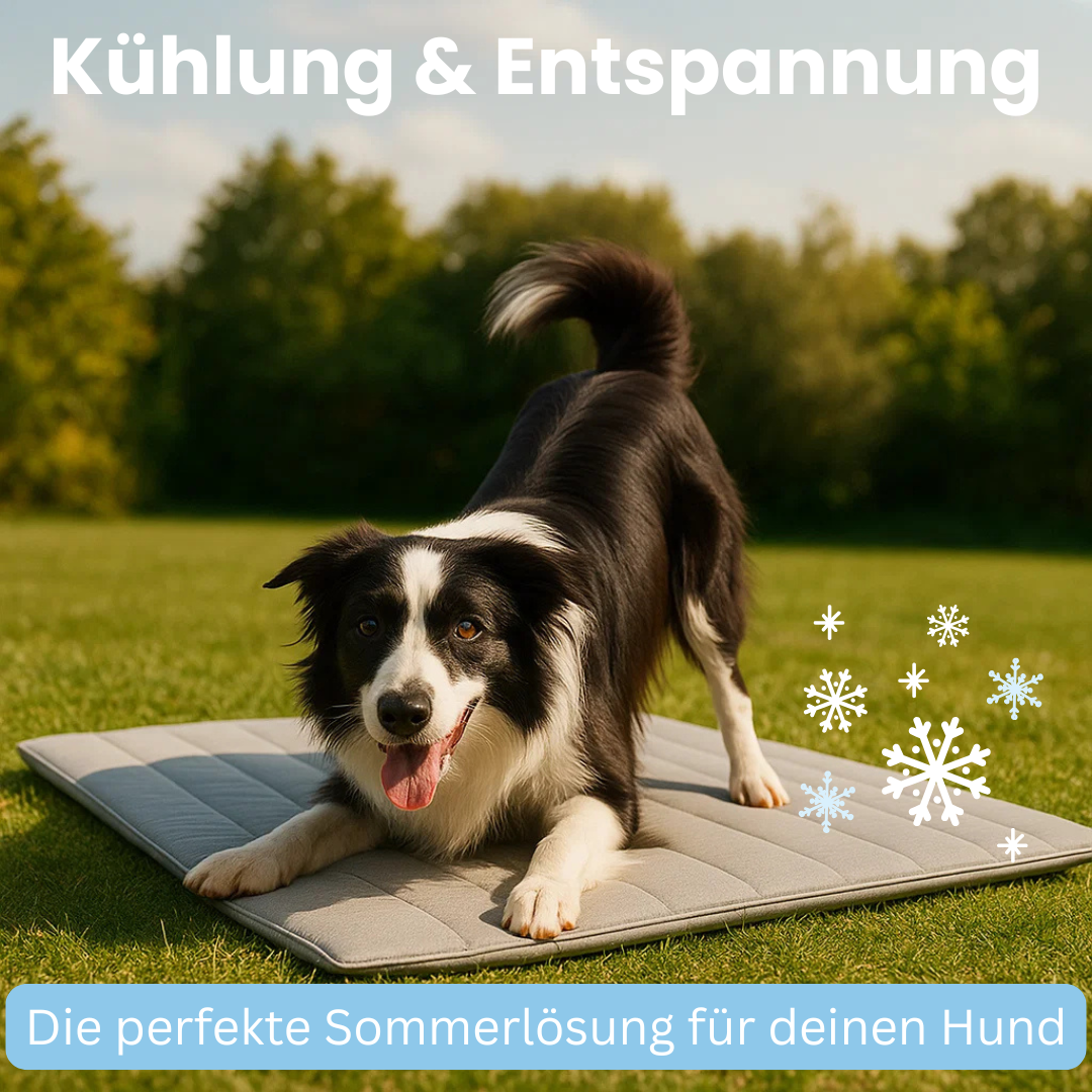 Komfortable Kühlmatte für Hunde, bietet eine kühle Oberfläche und entspanntes Liegen im Haus oder Garten.