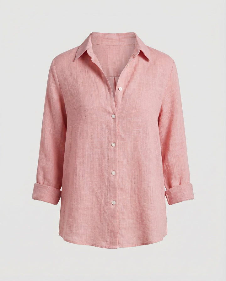 Leichte Damen Hemdbluse Dreiviertelarm, ideal für Frühling/Sommer. Klassischer Umlegekragen für elegante Outfits.