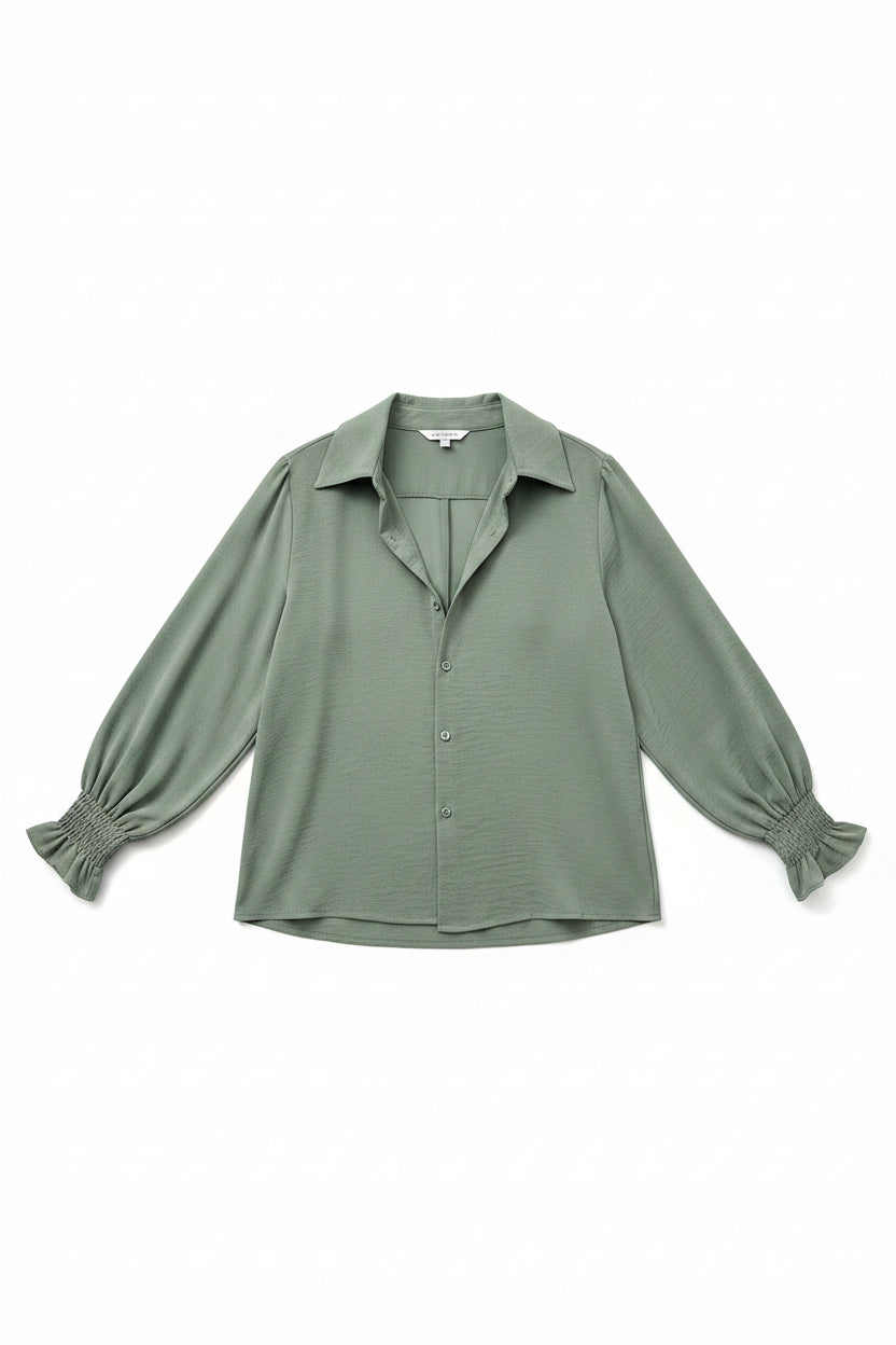 Elegante Damen Bluse mit modischen Ballonärmeln und lockerem Schnitt, ideal für Frühling und Sommer.